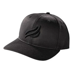 3036 Snapback Hat - Black With Flame (embroidered Puff - Black), Size MD-LG