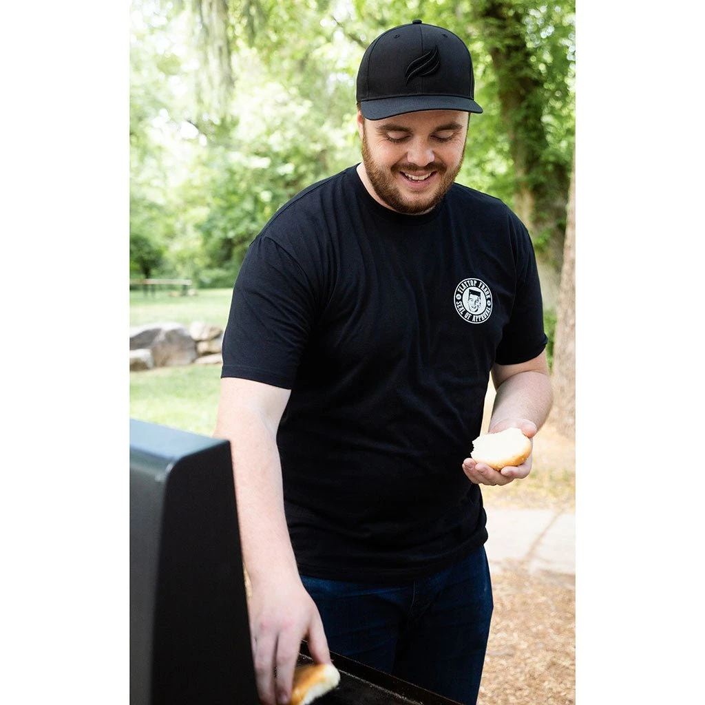 3036 Snapback Hat - Black With Flame (embroidered Puff - Black), Size MD-LG - Image 3