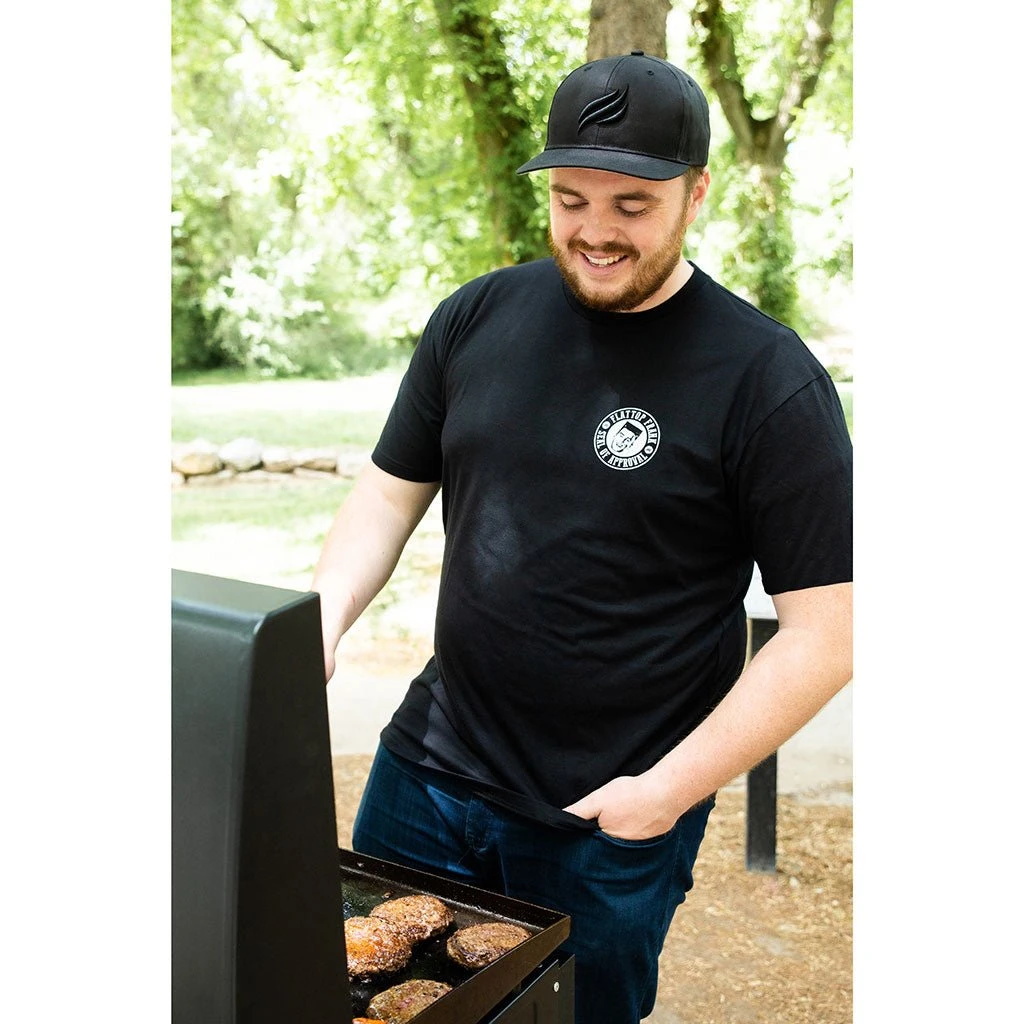 3036 Snapback Hat - Black With Flame (embroidered Puff - Black), Size MD-LG - Image 2